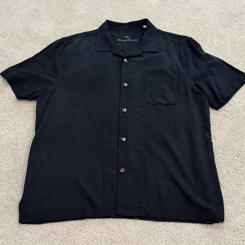 Tommy Bahama Black Casual Silk Button-Down Shirt